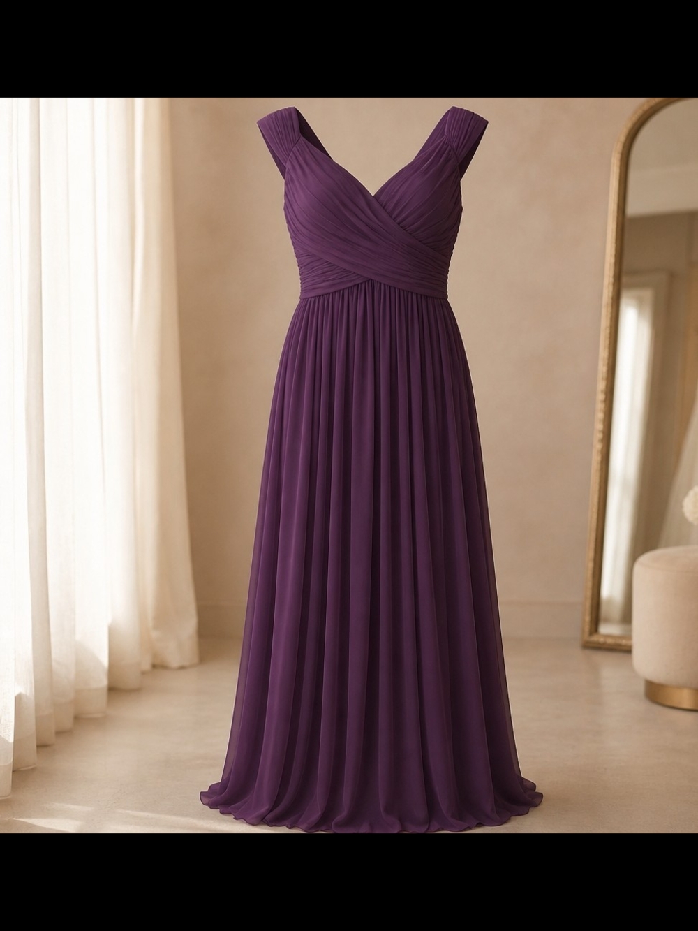 Celebrate It Deep Purple V-Neck Chiffon Maxi Dress